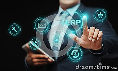 Enterprise Resource Planning ERP Corporate Company Management Business Internet Technology Concept Stock Photo