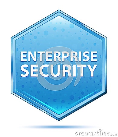 Enterprise Security crystal blue hexagon button Stock Photo