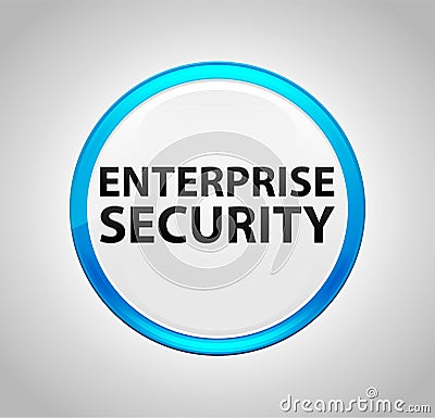 Enterprise Security Round Blue Push Button Stock Photo