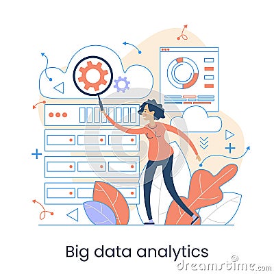 Enterprise strategy development concept. Big data analytics. Business Intelligence. Business rule. Data management abstract Vector Illustration