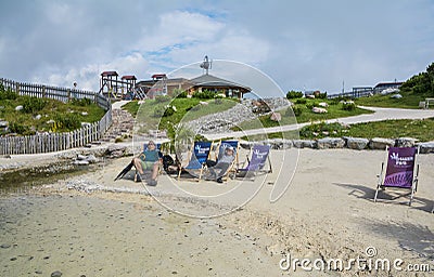 Entertainment and adventure at Triassic Parc Beach on Steinplatte, Austria Editorial Stock Photo