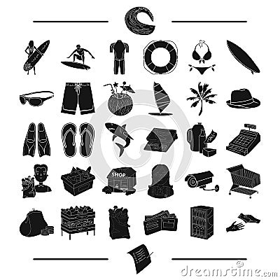 Entertainment, business, trade and other web icon in black style. menu, leisure, sport, icons in set collection. Vector Illustration