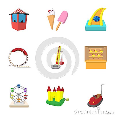 Entertainment for children icons set Vector Illustration