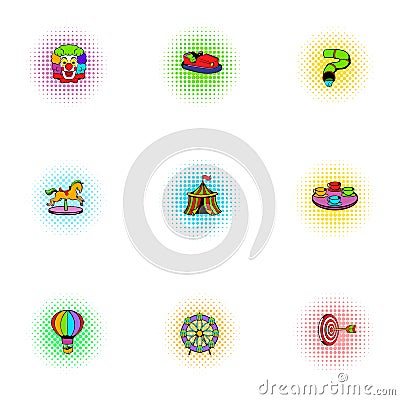 Entertainment for children icons set Vector Illustration