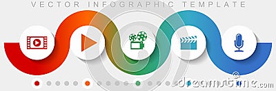 Entertainment infographic vector template with icon set, miscellaneous icons such as video, play, cinema, movie and music for Vector Illustration