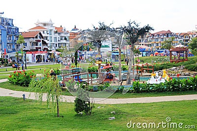 An entertainment parc in the center of Obzor, Bulgaria Editorial Stock Photo