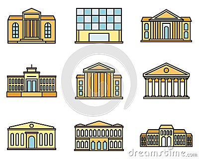 Entertainment theater museum icons set vector color Stock Photo