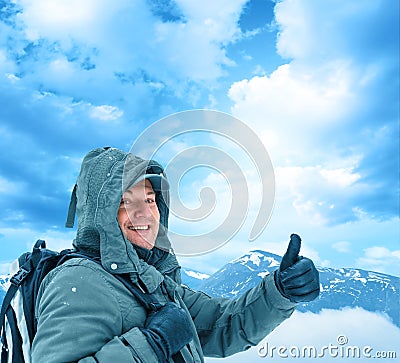 Enthusiasm, keen climber Stock Photo