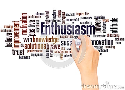 Enthusiasm word cloud hand writing concept Stock Photo