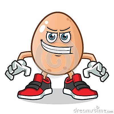 Enthusiastic egg mascot vector cartoon illustration Vector Illustration