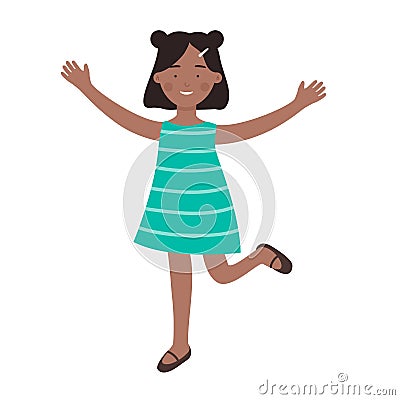 Enthusiastic happy excited smiling little girl Vector Illustration