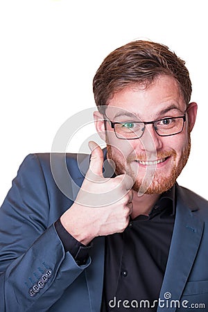 Enthusiastic man giving a thumbs up gesture Stock Photo