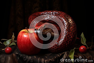 Enticing Snake apple sin temptation. Generate ai Stock Photo