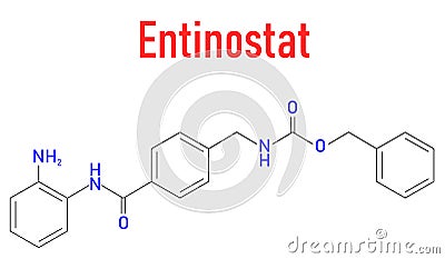 Entinostat cancer drug molecule, HDAC inhibitor. Skeletal formula. Vector Illustration