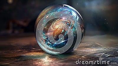 The entire Universe inside in a glass ball Stock Photo