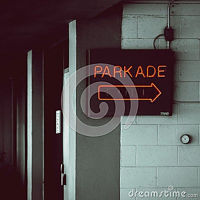 Entrance into an above ground parkade Stock Photo