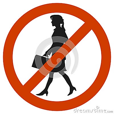 Entrance and access is denied to woomen. sign Vector Illustration