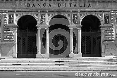 Entrance of The Bank of Italy Editorial Stock Photo