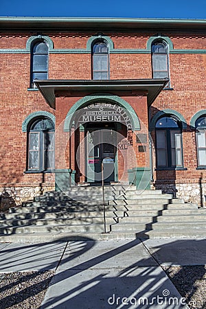 Entrance of Bisbee Mining historical Museum on a clear day at the edge of Bisbee, Arizona Editorial Stock Photo