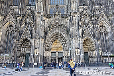 Entrance of the cathedral of Cologne or High Cathedral of Saint Peter Editorial Stock Photo