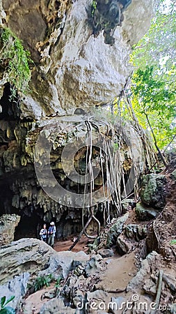 The entrance of a cave on a Mogote hill at Vinales, Cuba Editorial Stock Photo