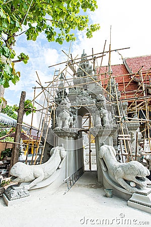 the entrance construction at Wat Sanpayang Luang Stock Photo