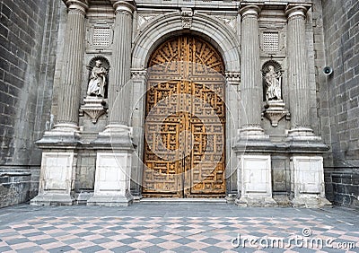 Entrance door to Metropolitan Cathedral in Mexi Stock Photo