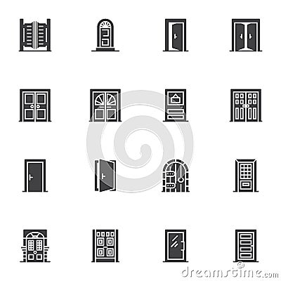 Entrance doors vector icons set Vector Illustration