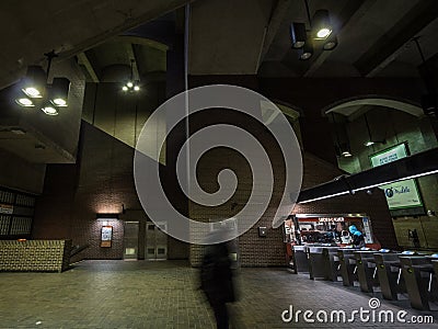 Entrance and Exit of Lucien l `allier Metro Station with turnstile and ticket booth in Montreal metro Editorial Stock Photo