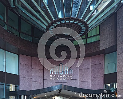 Entnce of the famous shopping center Schadow Arkaden in duesseldorf in Germany Editorial Stock Photo