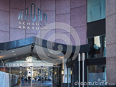 Entnce of the famous shopping center Schadow Arkaden in duesseldorf in Germany Editorial Stock Photo