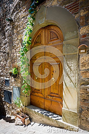 Entrance - front wooden retro door Stock Photo