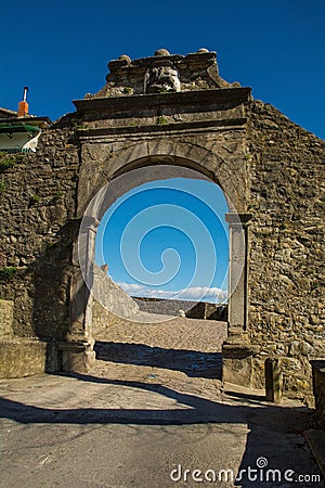 Entrance Gate to Buzet in Istria, Croatia Stock Photo