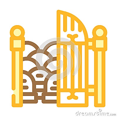 entrance gate to cemetery color icon vector illustration Vector Illustration