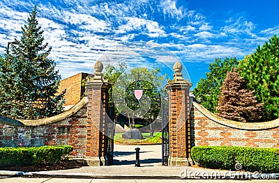 Entrance Gate to Harvard University in Boston, United States Stock Photo