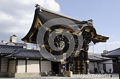 Entrance gate to Nishi-Honganji Temple Editorial Stock Photo