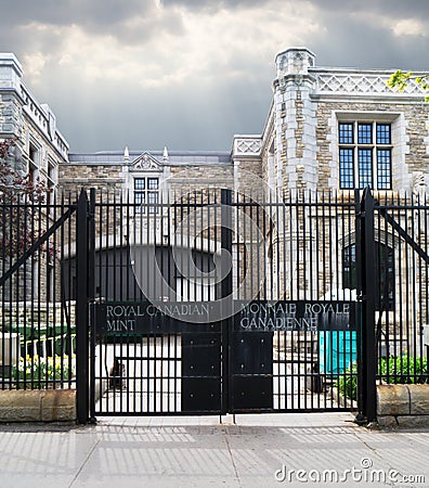 Entrance gate to the Royal Canadian Mint Stock Photo