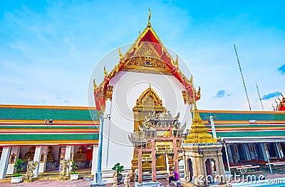 The entrance gates to Phra Ubosot temple in Wat Pho complex, Bangkok, Thailand Editorial Stock Photo