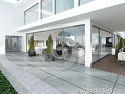 The entrance group of the modern house is contemporary style Stock Photo