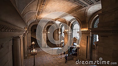 Library in New York City Entrance Hall Editorial Stock Photo