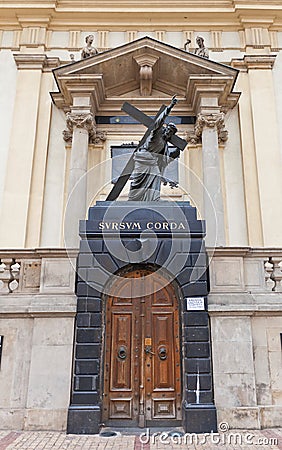 Entrance of the Holy Cross Church (1696) in Warsaw, Poland Stock Photo