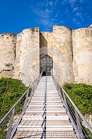 Entrance of the inner bailey of Chateau Gaillard medieval fortified castle in Normandy Stock Photo