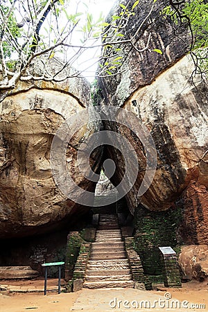 Entrance to the Sigiriya Rock, Sri Lanka Stock Photo