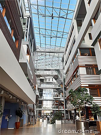 Oslo, Norway â€“October 4, 2019: BI Norwegian Business School interior. Editorial Stock Photo