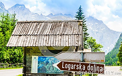 Entrance of logarska dolina valley in Slovenia Stock Photo