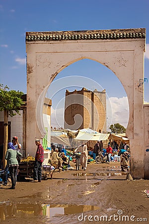 Entrance. Market square. Skoura. Morocco. Editorial Stock Photo