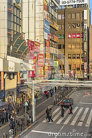 Entrance of Nakano Sun Mall arcade shopping street leading to Nakano Broadway famous for Otaku subculture related shops in Tokyo Editorial Stock Photo