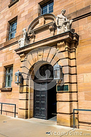 Entrance of Nuremberg Trial Courthouse Stock Photo