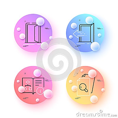 Entrance, Open door and Inspect minimal line icons. For web application, printing. Vector Vector Illustration