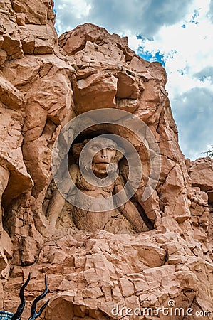 Entrance of The Palace / Lost City /Sun City with stone statues under blue and cloudy sky Editorial Stock Photo